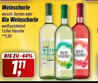 Simmel Weinschorle o. Bio Weinschorle 1 L Angebot