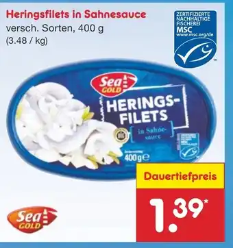 Netto Marken-Discount Heringsfilets in Sahnesauce 400g Angebot