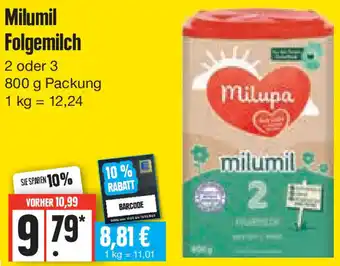 Edeka Milumil Folgemilch 2 oder 3, 800 g Packung Angebot