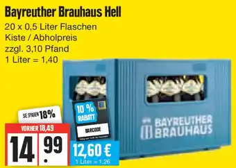 Edeka Bayreuther Brauhaus Hell 20x0,5 Liter Flaschen Angebot