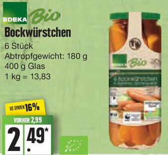 Edeka Edeka Bio Bockwürstchen 400 g Glas Angebot