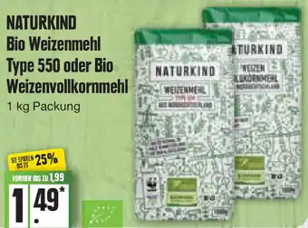 Edeka Naturkind Bio Weizenmehl Type 550 oder Bio Weizenvollkornmehl 1 kg Packung Angebot