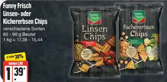 Edeka Funny Frisch Linsen oder Kichererbsen Chips 80-90 g Beutel Angebot