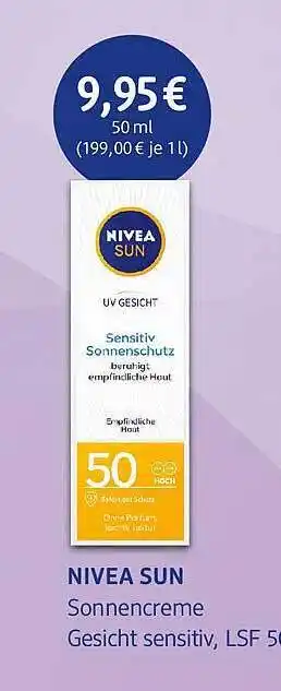 dm drogerie Nivea sun sonnencreme gesicht sensitiv Angebot