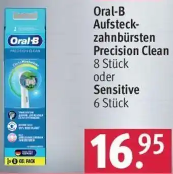 Rossmann Oral-B Aufsteckzahnbürsten Precision Clean 8 Stück oder Sensitive 6 Stück Angebot