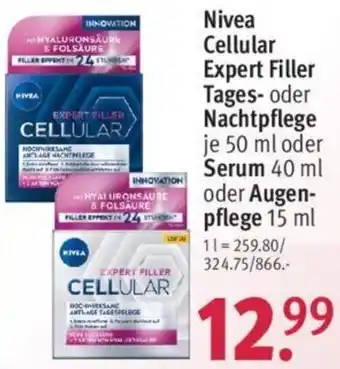 Rossmann Nivea Cellular Expert Filler Tages oder Nachtpflege 50 ml oder Serum 40 ml oder Augenpflege 15 ml Angebot