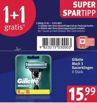 Rossmann Gillette Mach 3 Rasierklingen 8 Stück Angebot