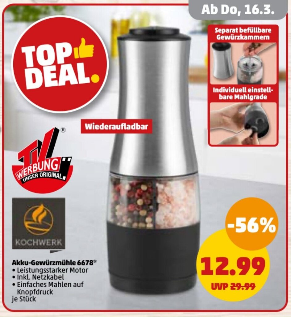 Kochwerk Akku Gewürzmühle 6678 Angebot bei PENNY