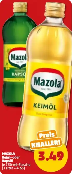 PENNY Mazola Keim oder Rapsöl 750 ml Flasche Angebot