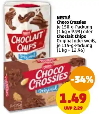 PENNY Nestlé Choco Crossies 150 g oder Choclait Chips 115 g Packung Angebot