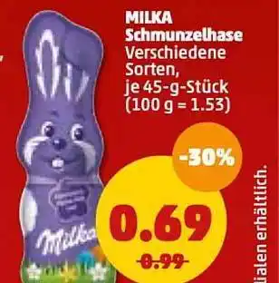 PENNY Milka Schmunzelhase 45g Angebot