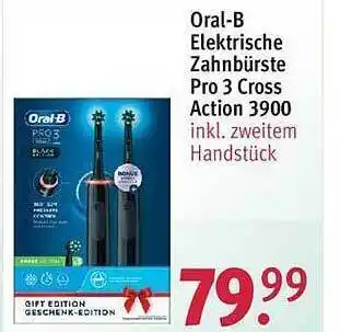 Rossmann Oral-b elektrische zahnbürste pro 3 cross action 3900 Angebot