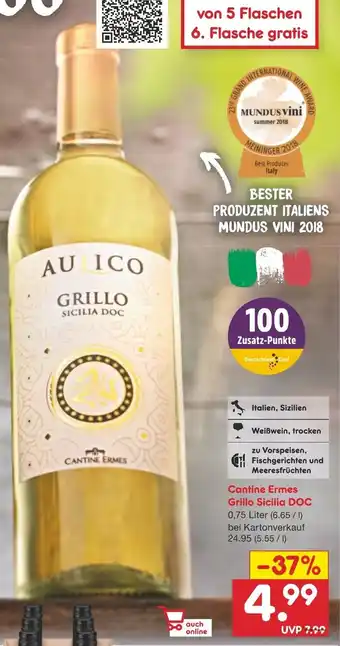 Netto Marken-Discount Cantine Ermes Grillo Sicilia DOC 0,75L Angebot