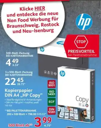 Selgros HP Kopierpapier A4 500st Angebot