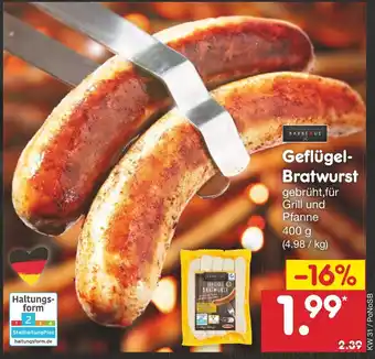 Netto Marken-Discount Geflügel Bratwurst 400g Angebot