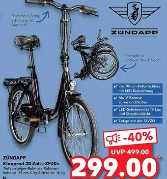 Kaufland Zündapp klapprad 20 zoll „zf40“ Angebot