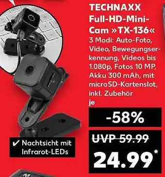 Kaufland Technaxx full-hd-mini-cam „tx-136“ Angebot