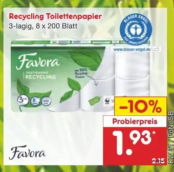 Netto Marken-Discount Recycling Toilettenpapier Angebot