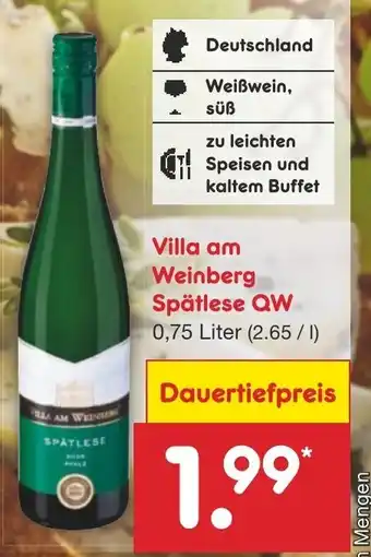 Netto Marken-Discount Villa am Weinberg Spätlese QW 0,75L Angebot