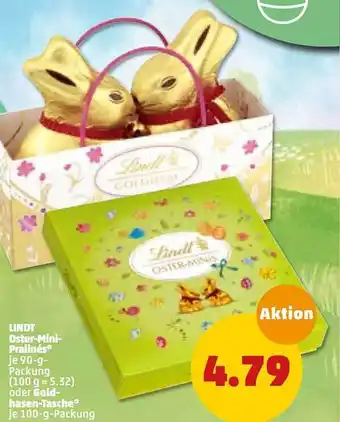 PENNY Lindt Oster Mini Pralinés 90g oder Goldhasen Tasche 100g Angebot
