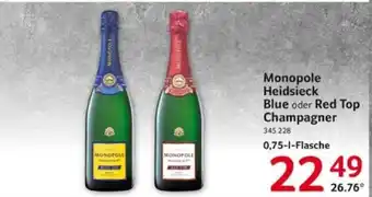 Selgros Monopole Heidsieck Blue o. Red Top Champagner 750 ml Angebot