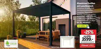 Lidl Weide Sonnenschutz Aluminium Pavillon mit Lamelllendach Angebot