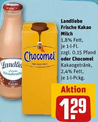 REWE Landliebe Frische Kakao Milch 1 L-Fl. oder Chocomel 1 L Pckg. Angebot