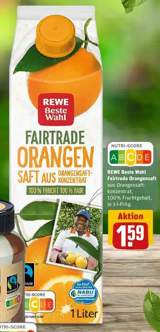 REWE Rewe Beste Wahl Fairtrade Orangensaft 1 L Pckg. Angebot