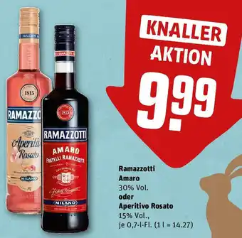 REWE Ramazzotti Amaro oder Aperitivo Rosato 0,7 L Fl. Angebot