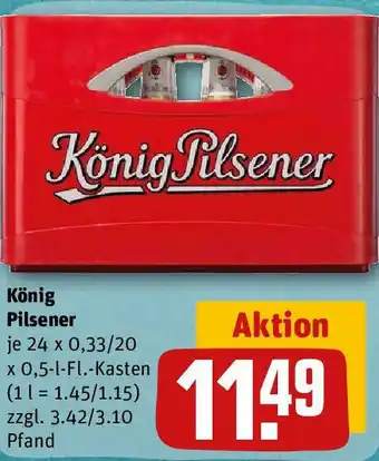 REWE König Pilsener 24x0,33/20x0,5 L Fl. Kasten Angebot