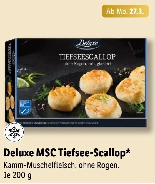 Deluxe MSC Tiefsee Scallop 200 g Angebot bei Lidl