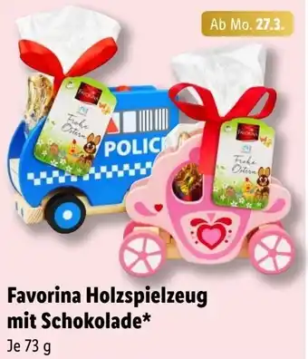 Lidl Favorina Holzspielzeug mit Schokolade 73 g Angebot