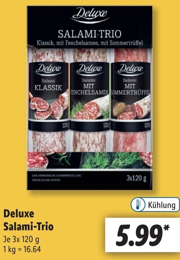 Deluxe Salami Trio 3x120 g Angebot bei Lidl