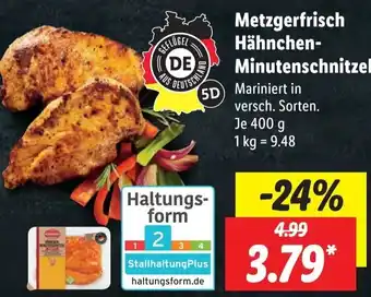 Lidl Metzgerfrisch Hähnchen Minutenschnitzel 400 g Angebot