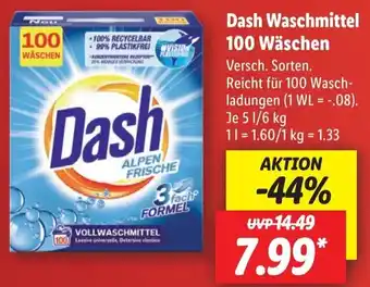 Lidl Dash Waschmittel 100 Wäschen 5 L/6 kg Angebot