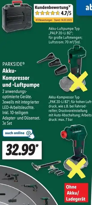 Lidl Parkside Akku Kompressor und Luftpumpe Angebot