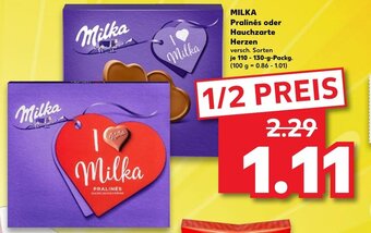 Kaufland Milka Pralinés oder Hauchzarte Herzen 110-130g Angebot