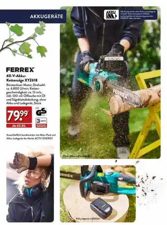 Aldi Nord Ferrex 40-v-akku-kettensäge xyz618 Angebot