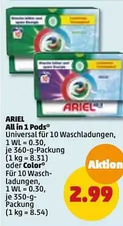 PENNY Ariel allin1 pods oder color Angebot