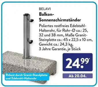 Aldi Süd Belavi Balkon Sonnenschirmständer Angebot