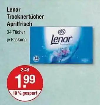 V Markt Lenor trocknertücher aprilfrisch Angebot