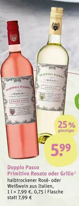 tegut Doppio passo primitivo rosato oder grillo Angebot