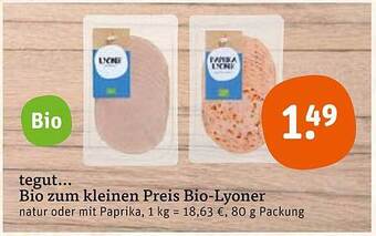 tegut Bio zum kleinen preis bio-lyoner Angebot