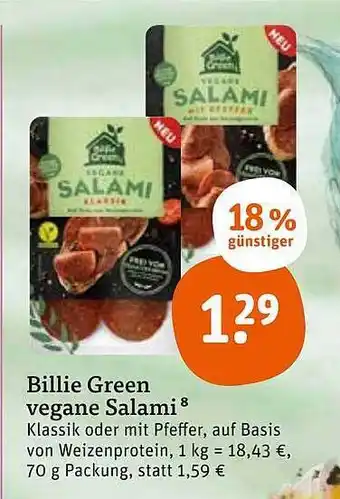 tegut Billie green vegane salami Angebot