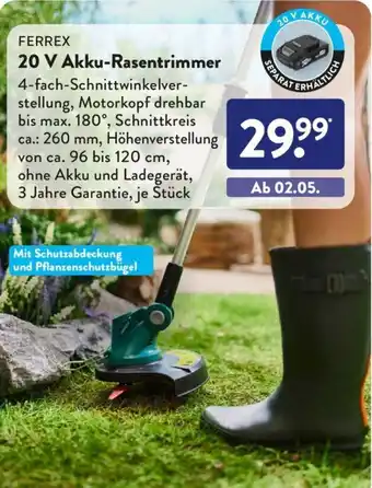 Aldi Süd Ferrex 20 V Akku Rasentrimmer Angebot