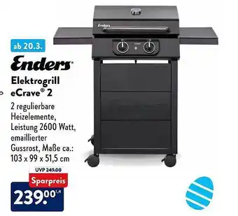 Aldi Nord Enders elektrogrill ecrave 2 Angebot