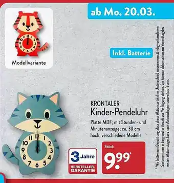 Aldi Nord Krontaler kinder-pendeluhr Angebot