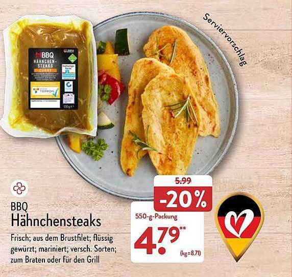 Bbq hähnchensteaks Angebot bei Aldi Nord