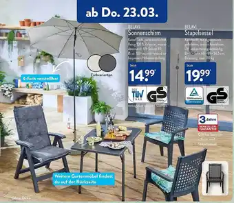 Aldi Nord Belavi sonnenschirm oder stapelsessel Angebot