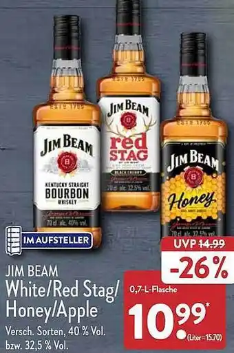 Aldi Nord Jim beam white, red stag, honey oder apple Angebot